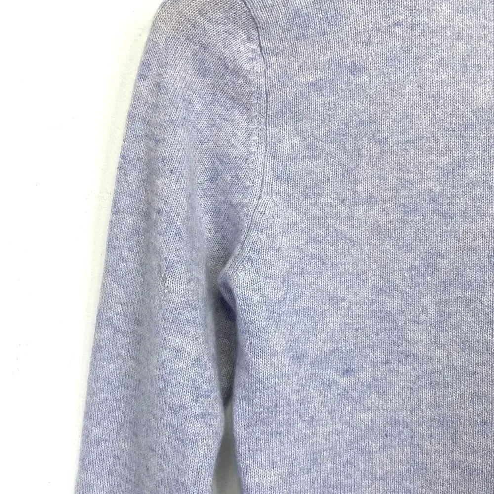 Ann Taylor Cashmere Sweater Womens XS Blue White Classic V-Neck Preppy Layering